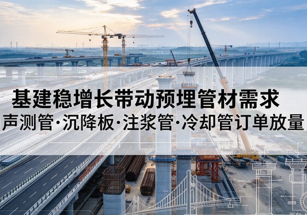 景泰基建稳增长带动预埋监测管材需求，声测管、沉降板、注浆管订单持续放量
